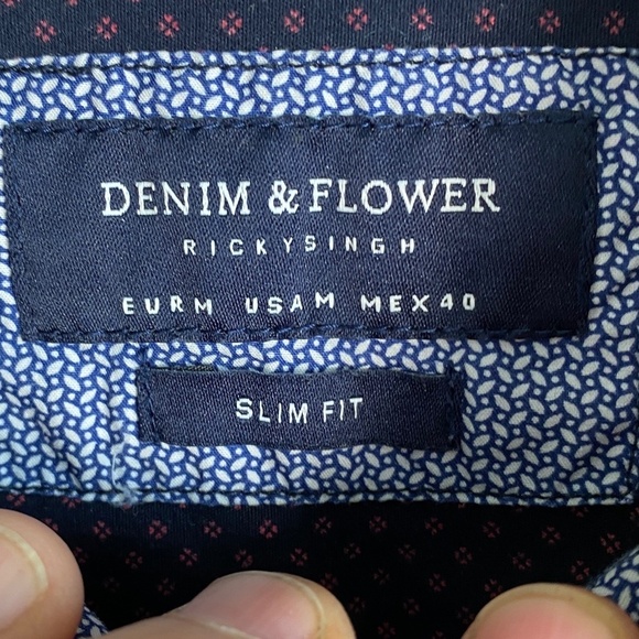 Denim & Flower Men's Purple Allover Micro Houndstooth LS Button Shirt Medium - Picture 2 of 14